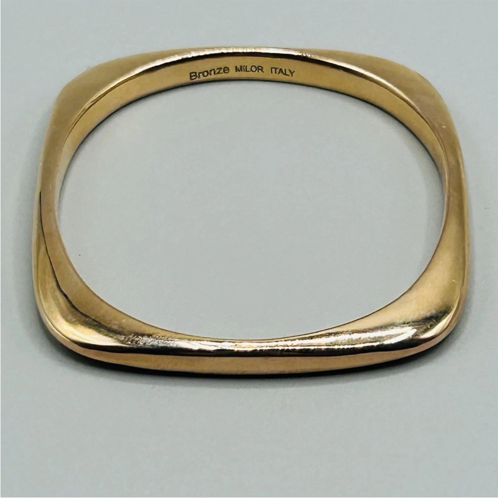 Pair of Square-ish Bronze MILOR Bangles from Italy: 1 Hollow, 1 Solid PeachyRose - Picture 10 of 16